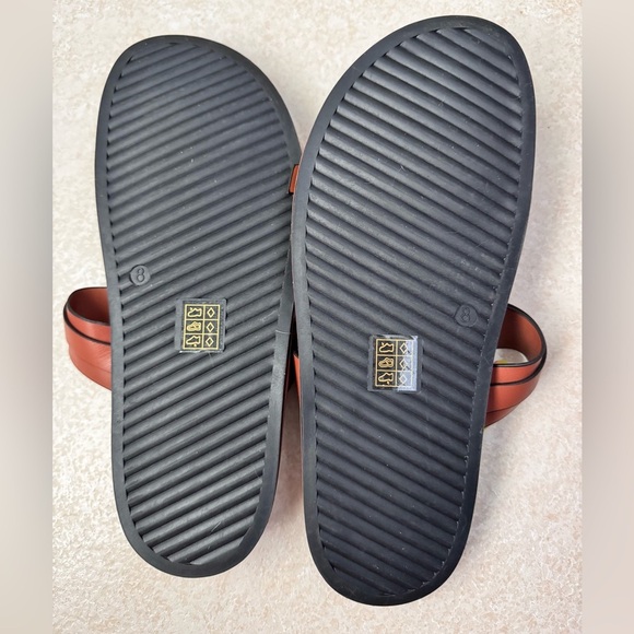 Jason Wu Tan Leather Sandals with Gold Buckles - Picture 3 of 3